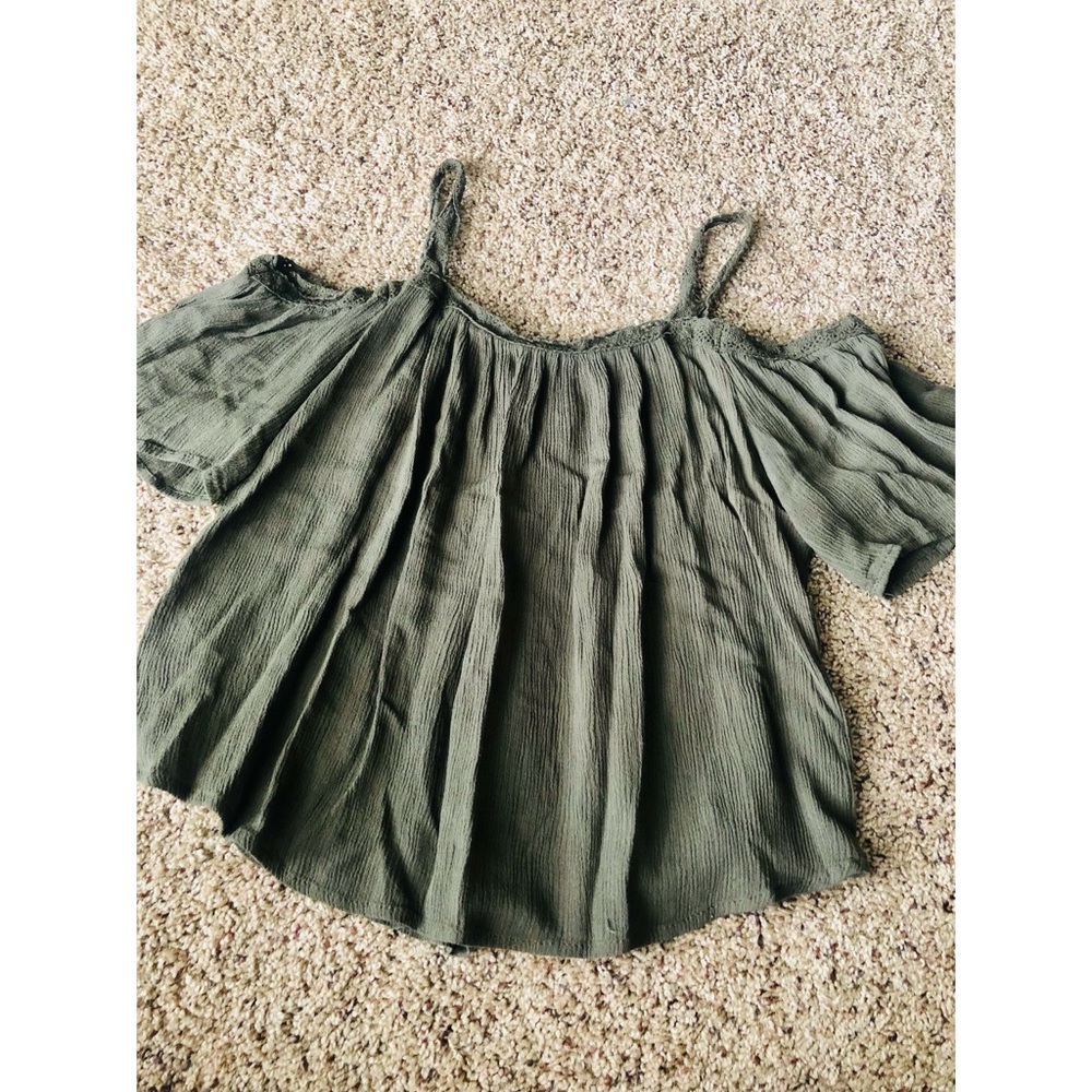 Green off shoulder top